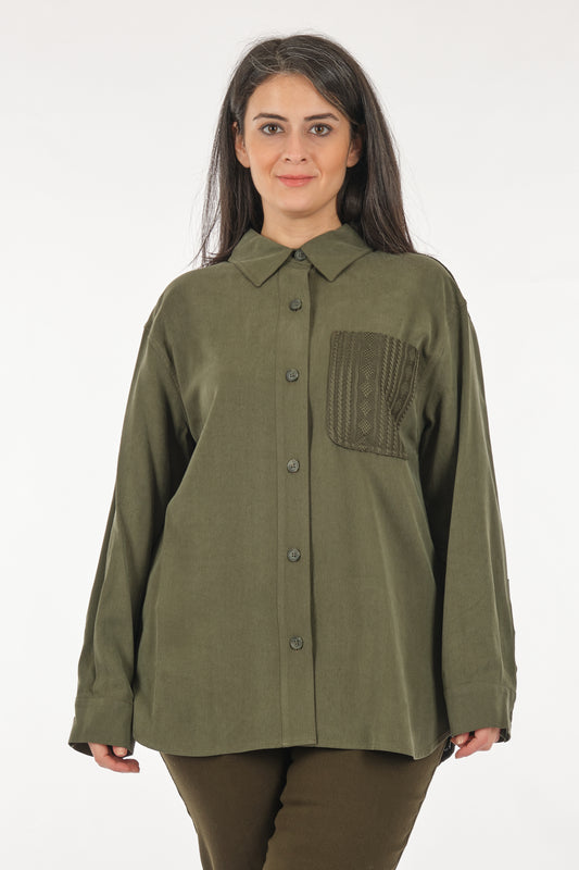 Faik Sönmez Oversize Uzun Kol Gömlek Yaka Kadın Tunik - Minimalist Tasarım