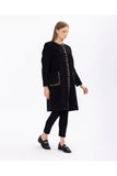 Gala-xi Minimalist Leopar Detaylı Uzun Kadın Kaban - Sonbahar Kış