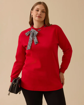 büyük beden fular yakalı sweatshirt10002522314010