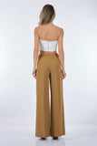 Garni Minimalist Geniş Paça Kadın Pantolon - Yüksek Bel - Trend