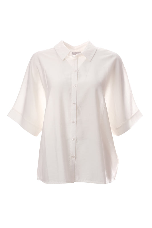 Canel Minimalist Oversize Kısa Kol Gömlek - Gömlek Yaka - Günlük