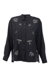 Omuzu Boncuk Şerit Detaylı Poplin Gömlek Faik Sönmez