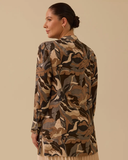 Büyük Beden Desenli Hakim Yaka Jakar Gömlek Gala-Xi