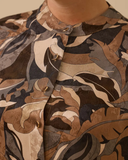 Büyük Beden Desenli Hakim Yaka Jakar Gömlek Gala-Xi