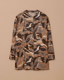 Büyük Beden Desenli Hakim Yaka Jakar Gömlek Gala-Xi