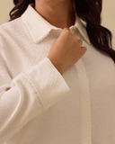 Büyük Beden Boncuk Detaylı Dokulu Gömlek Gala-Xi