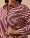 Büyük Beden Çizgili Gömlek Gala-Xi