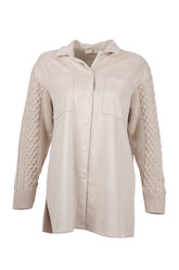 SCL Minimalist Oversize Midi Gömlek - Kazak Detaylı Kollar