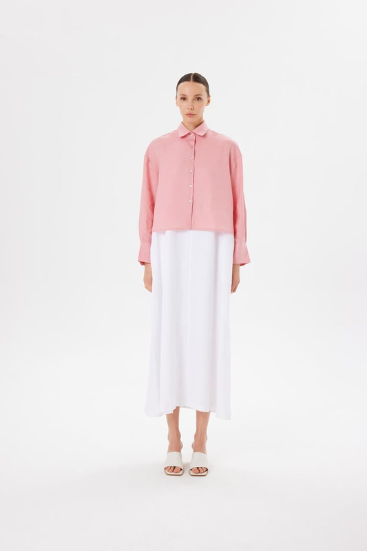 Kadın Keten Kısa Gömlek Terzi Dükkani