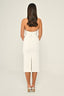 Halter Yaka Boncuklu Krep Midi Abiye Elbise Alfa Beta B7028