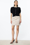 On Minimalist Kadın Hırka - Kısa Kol Taş Detaylı - Crop