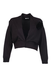 Unique Mode Minimalist V Yaka Uzun Kol Kadın Crop Hırka