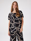 Kayık Yaka Monochrome Soyut Desen Viskon Bluz FAİK SÖNMEZ