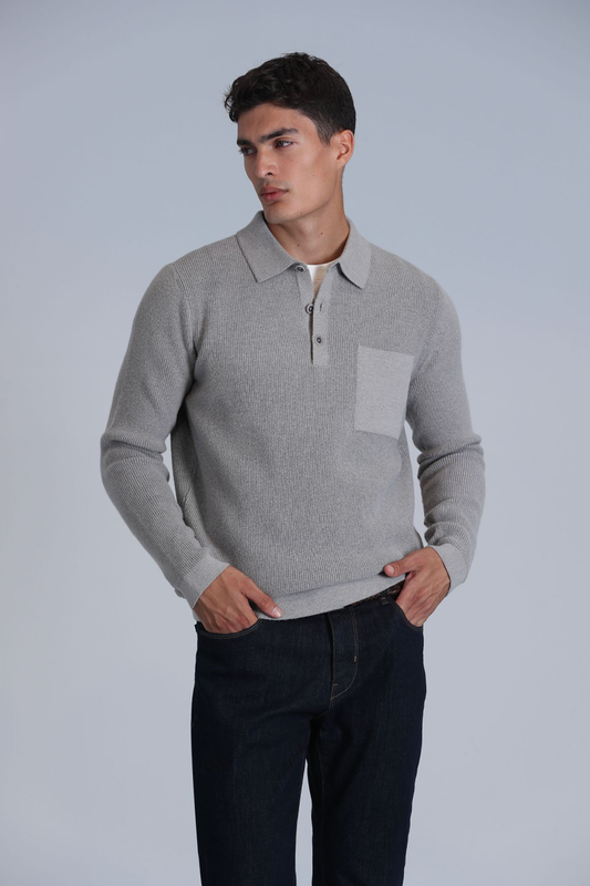 Lufian Minimalist Uzun Kol Polo Yaka Erkek Kazak - Günlük Şıklık