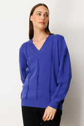 On Yaka Şerit Kırçıllı Triko Kazak