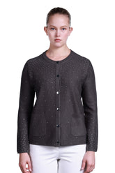 Sempre Minimalist Yuvarlak Yaka Uzun Kol Kadın Kazak - Taş Detaylı