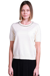 Sempre Minimalist Kadın Kazak - Kısa Kol, Taş Detaylı, Günlük