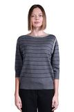 Sempre Minimalist Çizgili 3/4 Kol Kadın Kazak - Modern ve Rahat