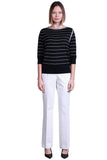 Sempre Minimalist Çizgili 3/4 Kol Kadın Kazak - Modern ve Rahat