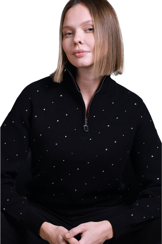 Sempre Oversize Minimalist Yarı Boğazlı Uzun Kol Kazak