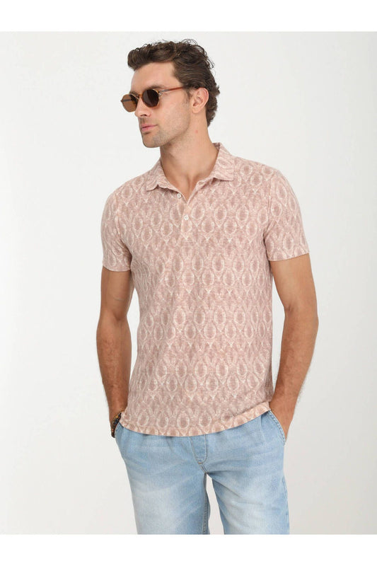 Kip Minimalist Desen Polo Yaka Kısa Kol Erkek T-Shirt TSH-1322