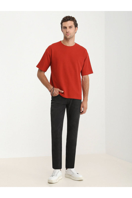 Kip Oversize Kısa Kol Yuvarlak Yaka Minimalist Erkek T-Shirt TSH-1348 - Günlük Kullanım