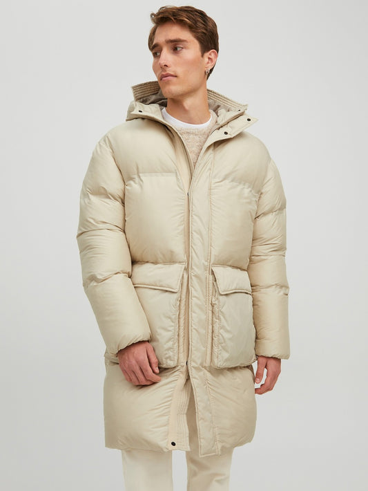 Jack&Jones Oversize Kapüşonlu Uzun Erkek Kışlık Mont - Minimalist