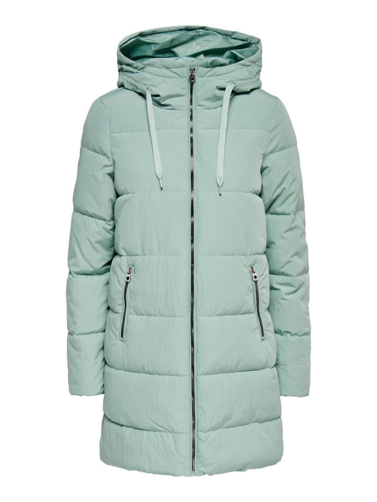 Only Kapüşonlu Oversize Midi Şişme Mont - Kışlık Günlük