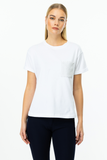 On Oversize Minimalist Cep Detaylı Kadın Bluz - Kısa Kol