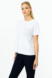 On Oversize Minimalist Cep Detaylı Kadın Bluz - Kısa Kol