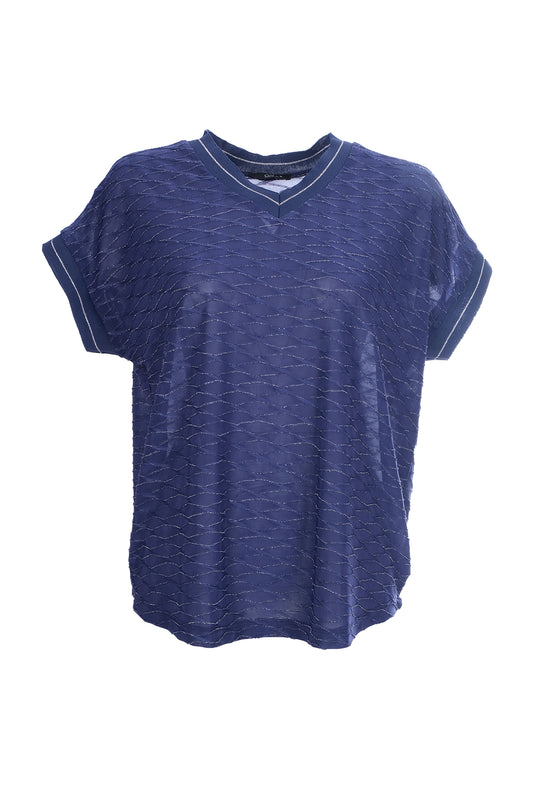 On Oversize V Yaka Kısa Kol Minimalist Kadın Bluz
