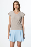On Kadın Minimalist V Yaka Kısa Kol Bluz - Regular Fit