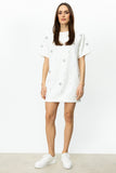 On Oversize Mini Elbise - Kısa Kol, Yuvarlak Yaka, Minimalist Stil