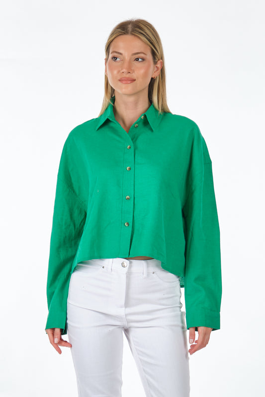Only Oversize Crop Gömlek: Minimalist Günlük Stil, Uzun Kol