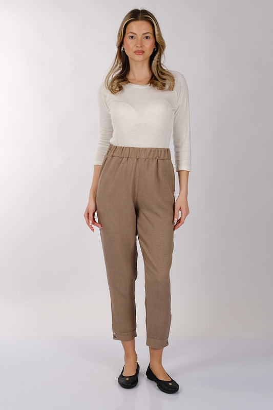 Daido Minimalist Keten Crop Pantolon - Yüksek Bel 7/8 Boy