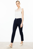 Ekol Minimalist Yüksek Bel Düğmeli Kadın Pantolon - 7/8 Boy