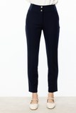Ekol Minimalist Yüksek Bel Düğmeli Kadın Pantolon - 7/8 Boy