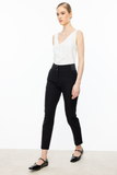Ekol Minimalist Yüksek Bel Düğmeli Kadın Pantolon - 7/8 Boy