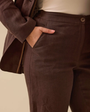 Gala-xi Minimalist Yüksek Bel Geniş Paça Keten Pantolon - Günlük & Şık