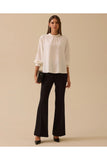 Seçil dik yaka pile detaylı bluz