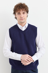 Erkek V Yaka Kalın Klasik Yün Süveter Desen