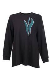 büyük beden desenli taş i̇şlemeli sweatshirt Gala-Xi