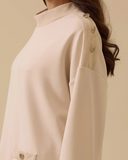 dik yaka düğme detaylı sweatshirt Scl