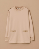 dik yaka düğme detaylı sweatshirt Scl