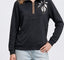 Vedi-bb Kadın Dik Yaka Yarım Fermuarlı İşlemeli Uzun Kollu Sweatshirt