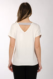 Daıdo Kadın V Yaka Kısa Kol Minimalist T-Shirt - Günlük Kullanım