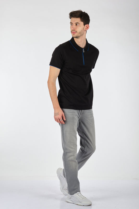 Ecer Minimalist Fermuarlı Polo Yaka Erkek T-Shirt - Günlük Şıklık