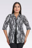 Tolga Saraçoğlu Kadın Bluz - Minimalist Zebra Desenli 3/4 Kol Oversize