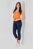 Tolga Saraçoğlu Minimalist Crop Kadın Pantolon - Yüksek Bel, Günlük Stil