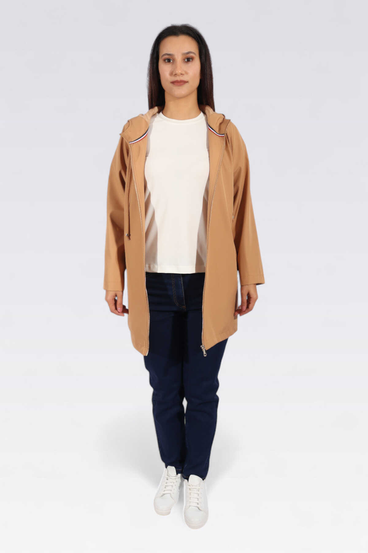 Tolga Saraçoğlu Kapüşonlu Midi Trençkot - Minimalist & Oversize